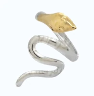 Anillo de Acero quirurgico bicolor serpiente